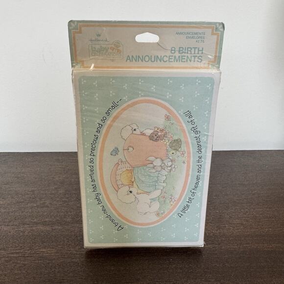 VTG Hallmark Precious Moments New Baby Birth Announcements Boy Or Girl Set Of 8 - Picture 11 of 11